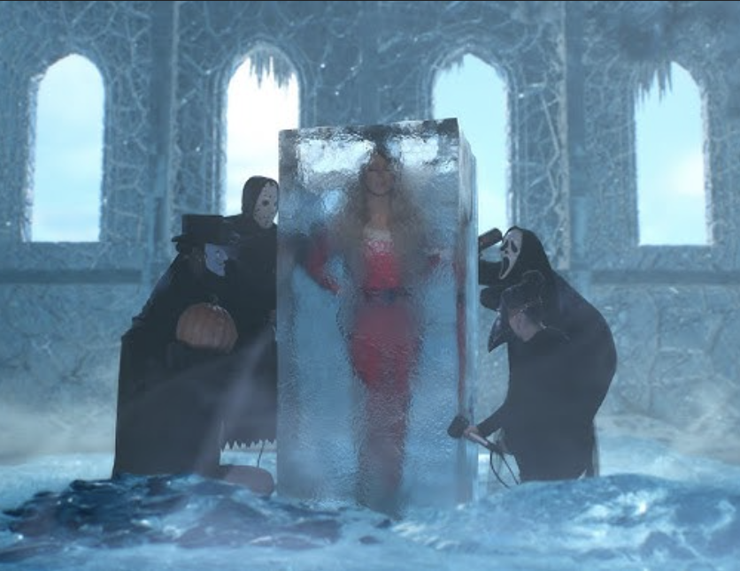 Mariah Carey frozen in a block of ice